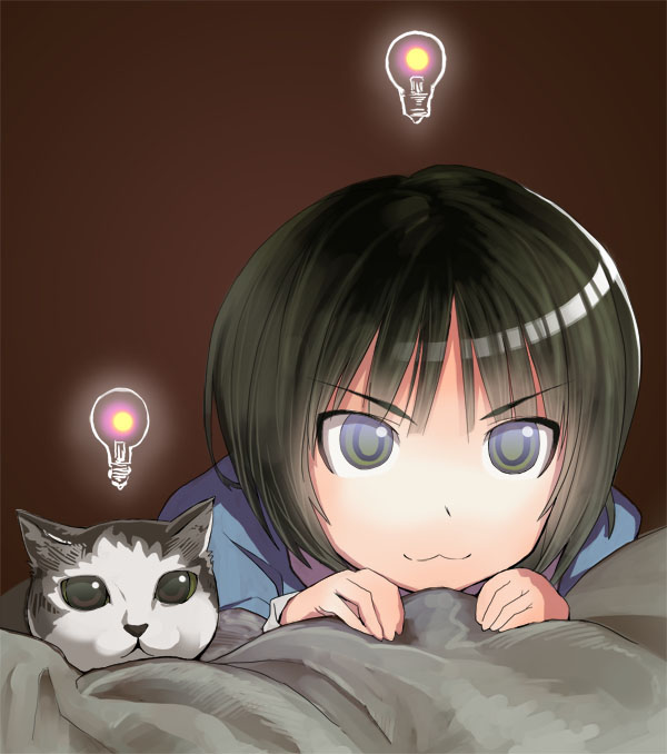 аниме картинка девочка и кошка задумались tachibana miya