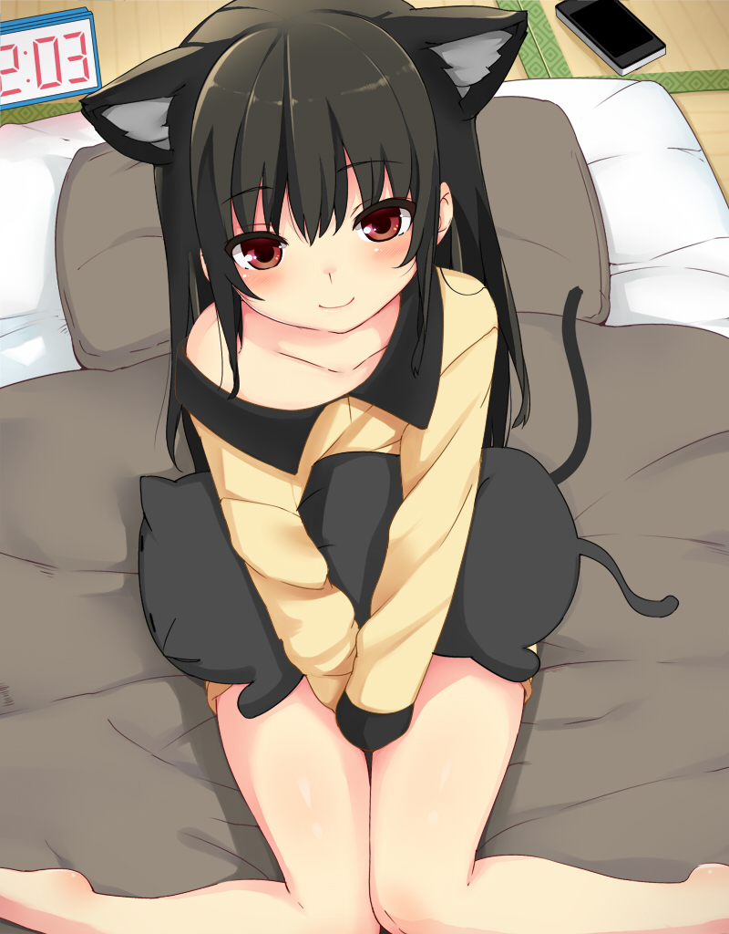 аниме картинка нэко с кошкой подушкой nuko (mikupantu)